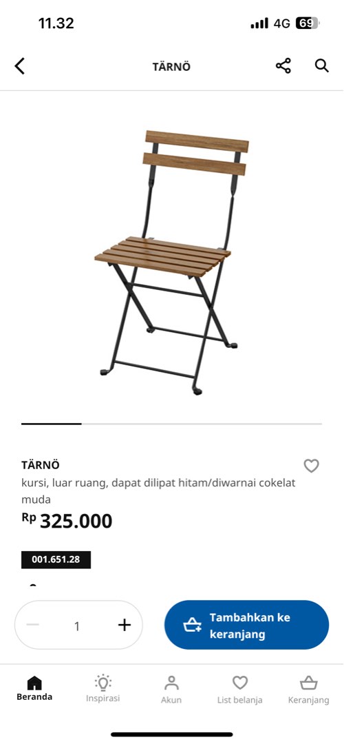 Ikea Tarno Kursi Teras/outdoor, Perabotan Rumah di Carousell