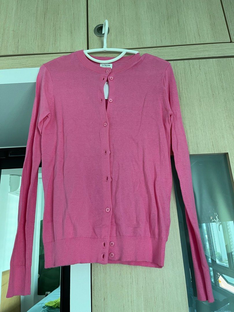 J crew pink cardigan cheap