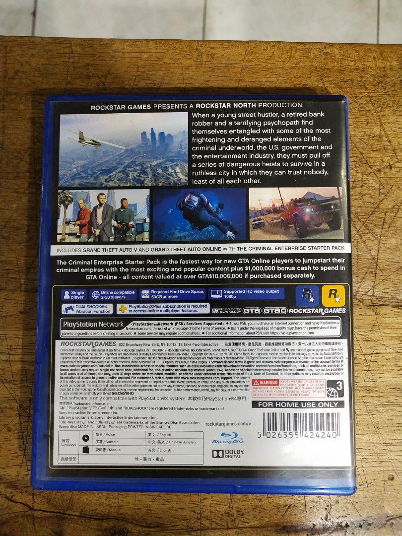 KASET PS4 GTA V PREMIUM EDITION REGION 3, Video Gaming, Video Games on