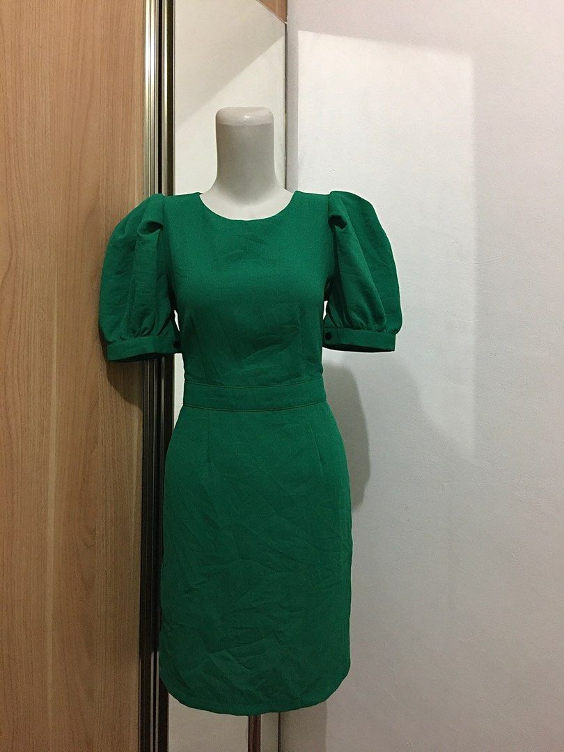 Korean dress hijau botol, Women's Fashion, Women's Clothes, Dresses