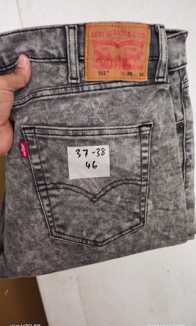 Levis 511 Slim Fit Black Acid Wash Stretch W38 L34 Men s Fashion