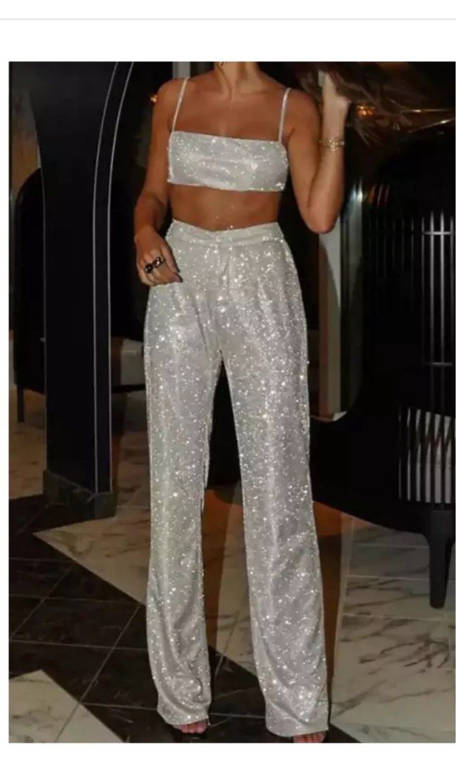 Light blue sparkly set, Women's Fashion, Dresses & Sets, Sets or