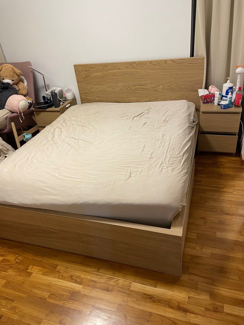 Malm Bed Frame Queen Size with drawers, Furniture & Home Living