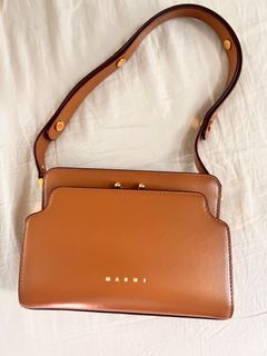 MARNI TRUNK MINI leather shoulder bag burgundy Used