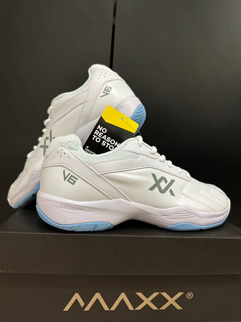 MAXX Badminton Shoes JUMPER WAVE V6 Original WHITE LIGHT BLUE
