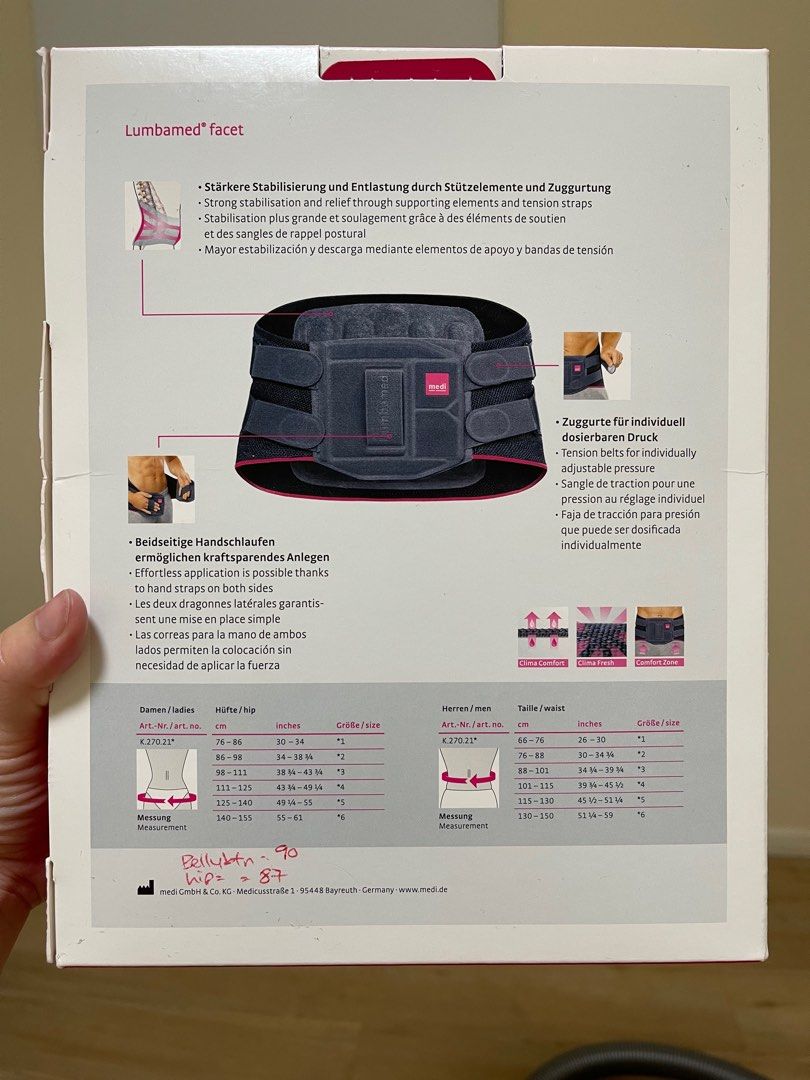 Medi Lumbamed Facet back spine brace support, Health & Nutrition