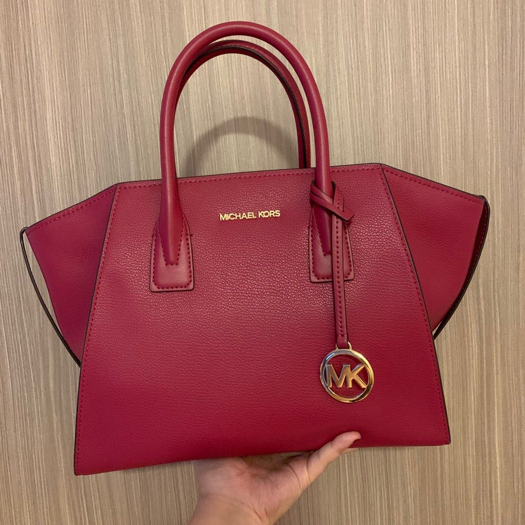 Michael Kors Avril Satchel in Berry Red