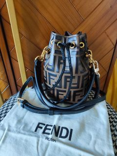 Fendi Brown Zucca Print Tech Mesh Mon Tresor Mini Bucket Bag