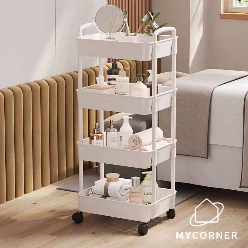 Movable Storage Rack Bathroom Trolley Rack Kitchen Shelf Side Shelf ...