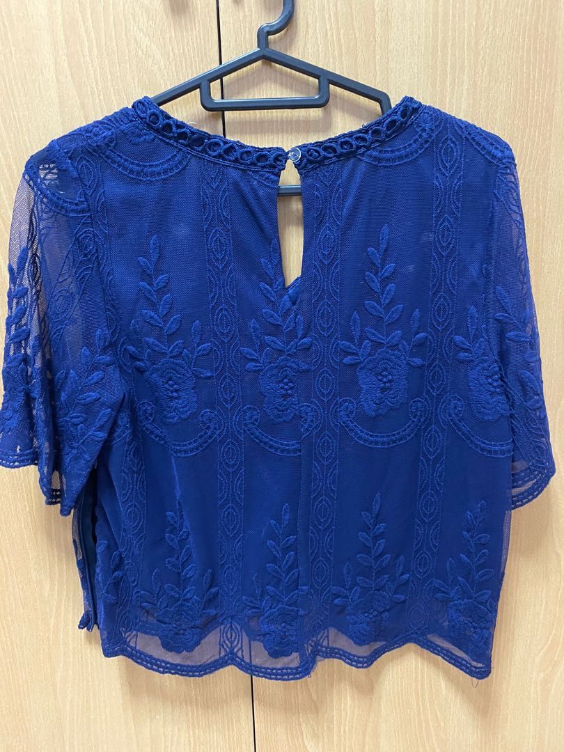 navy blue lace blouse
