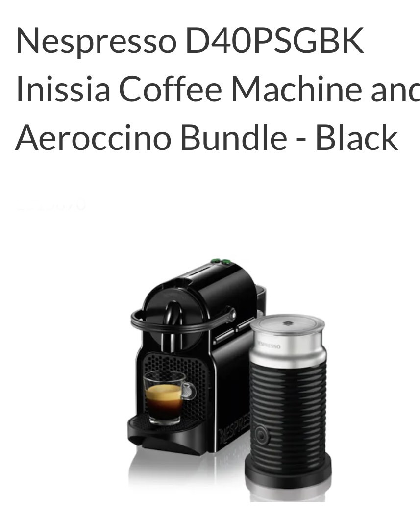 Nespresso Inissia black and Aeroccino bundle, TV & Home Appliances