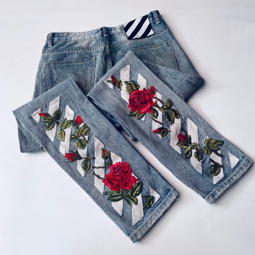 Off white rose hotsell jeans