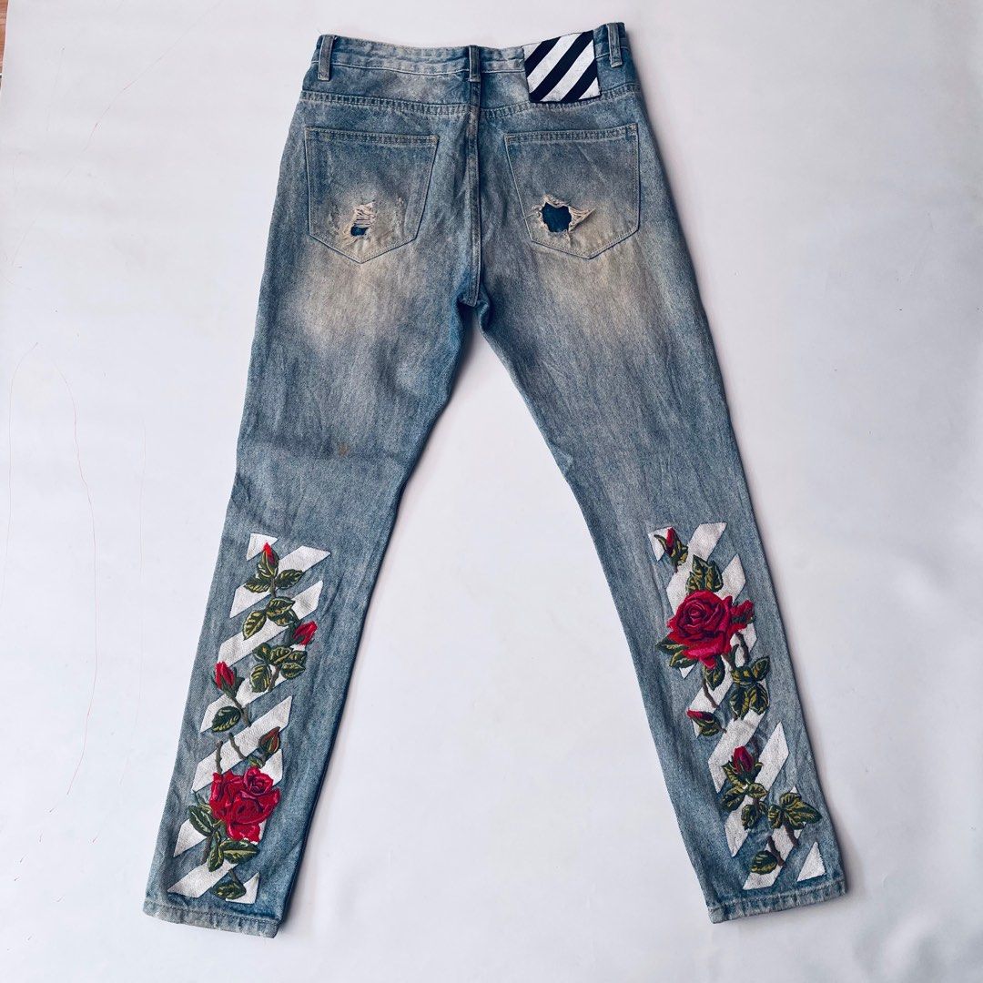 Denim off white rose store
