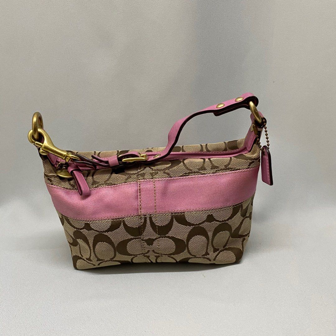 Pink coach baguette hotsell bag