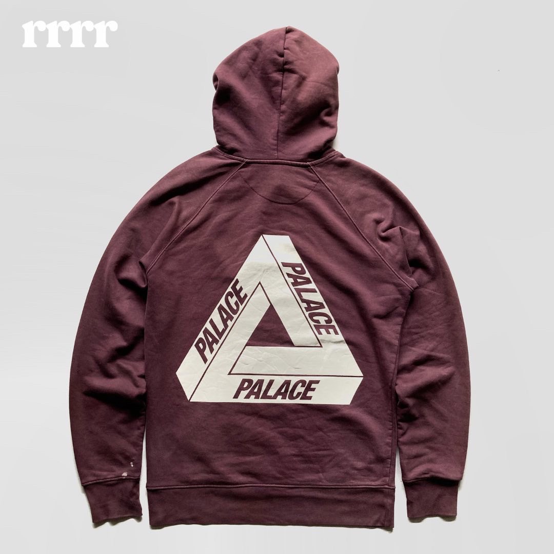 Palace Tri Ferg Hoodie Burgundy Fesyen Pria Pakaian Atasan di