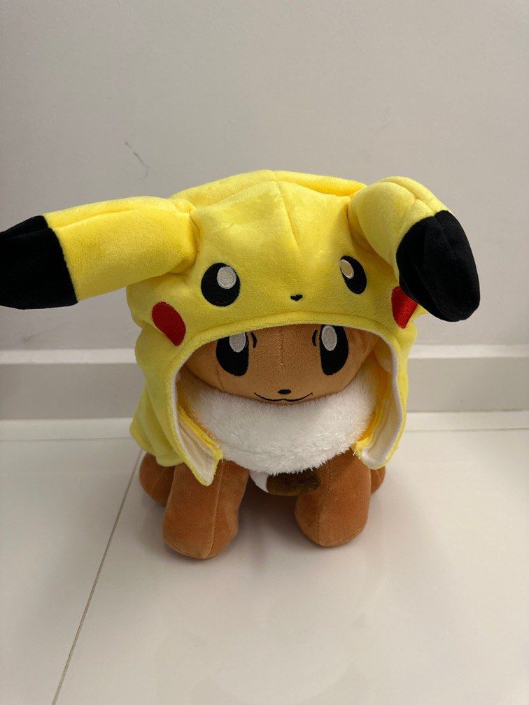 Pok mon Eevee with pikachu hoodie free one soft toy