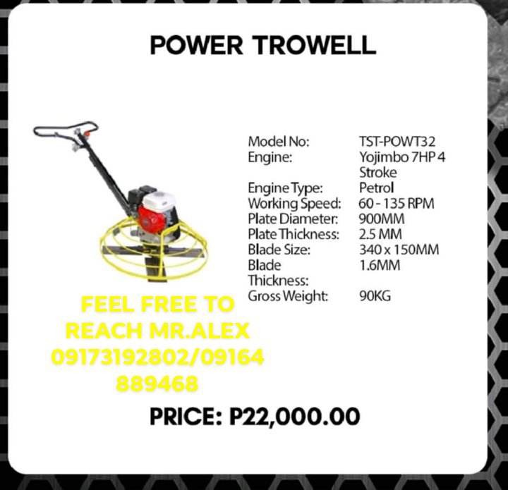 Power Trowel (Specs 7HP, 4 Stroke, Petrol), Commercial & Industrial