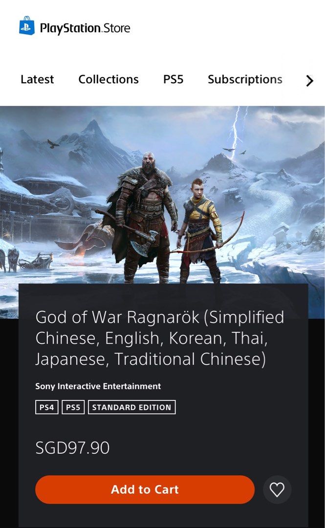 God of War Ragnarök (Simplified Chinese, English, Korean, Thai, Japanese,  Traditional Chinese)