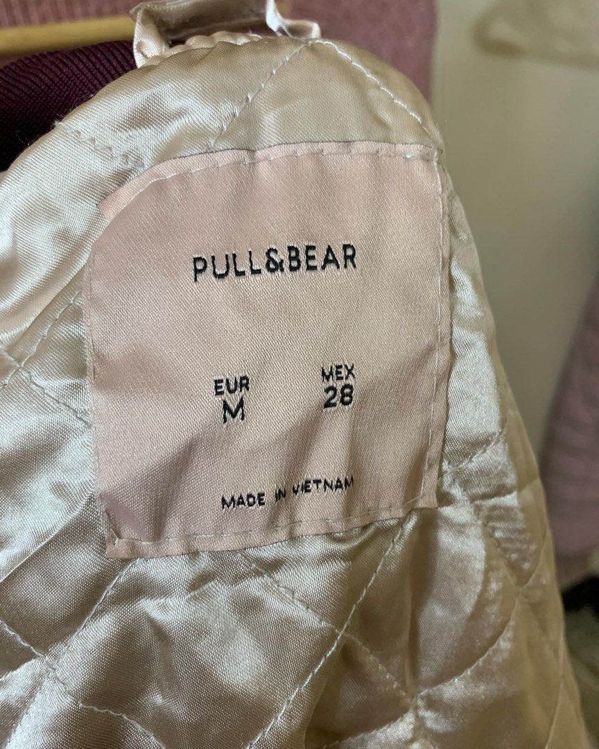 Pull & Bear Red Wine Bomber Jacket, Women's Fashion, Coats