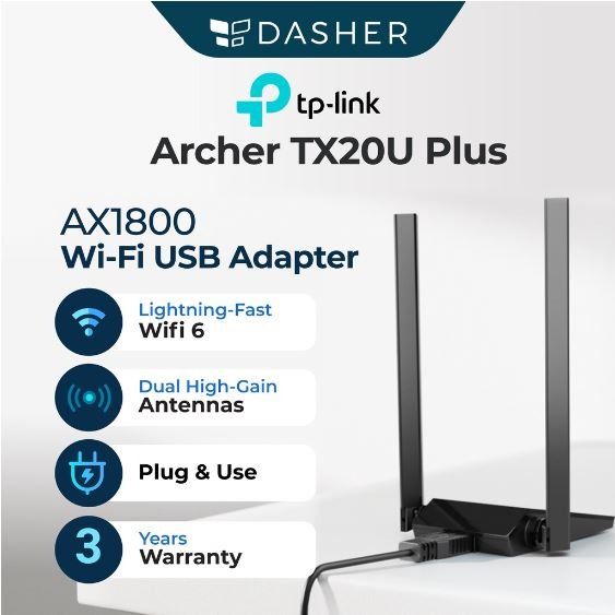Archer TX20U Plus, Adaptador USB Wi-Fi 6 con 2 antenas AX1800