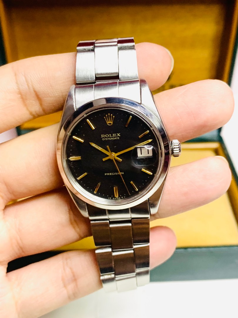ROLEX Oyster Date 6694 Precision Original Black Dial 34mm Watch