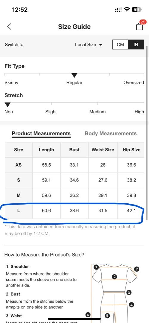 Sizing store for shein