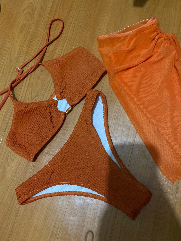 Shein Orange Bikini Set, Women's Fashion, Swimwear, Bikinis & Swimsuits