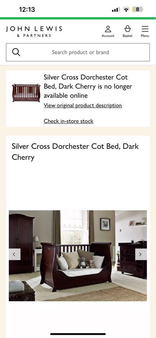 Silver Cross Dorchester Baby Cot Bed slatted frame broken need