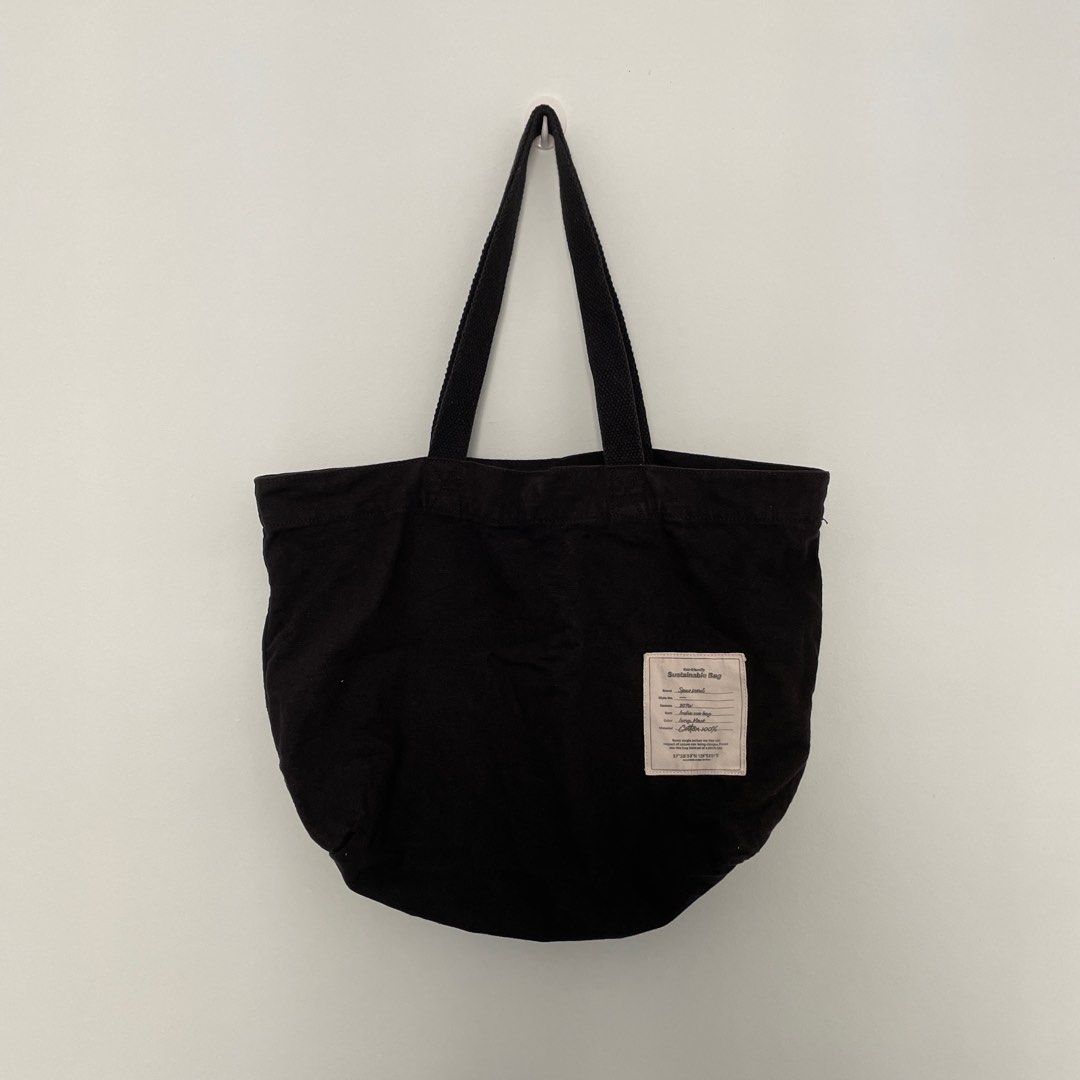 Spao Black Canvas Tote Bag, Women's Fashion, Bags & Wallets, Tote Bags ...