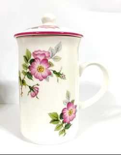 英國精品ST. GEORGE 野玫瑰系列精緻骨瓷含蓋馬克杯(英國製)