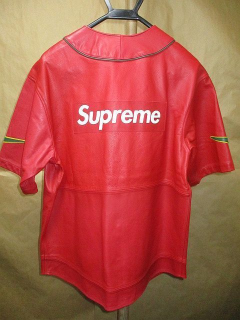 Nike X Supreme Mens Leather Baseball Jersey