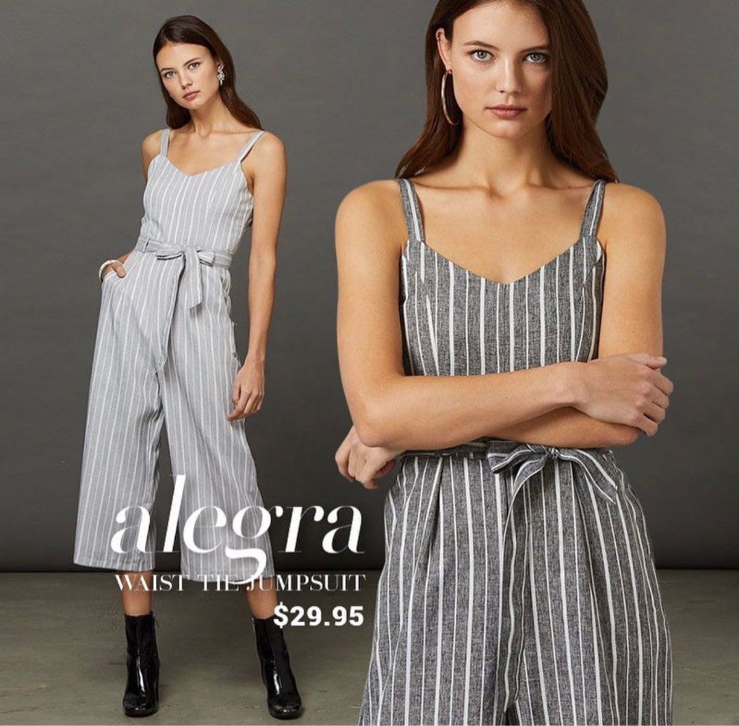 TEMT striped jumpsuit in grey