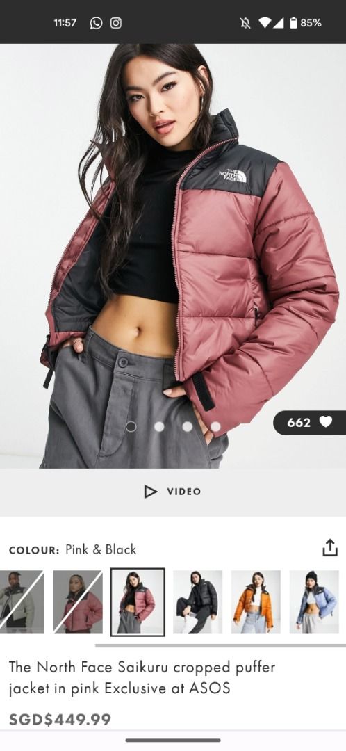 The North Face Saikuru cropped puffer jacket in black Exclusive to