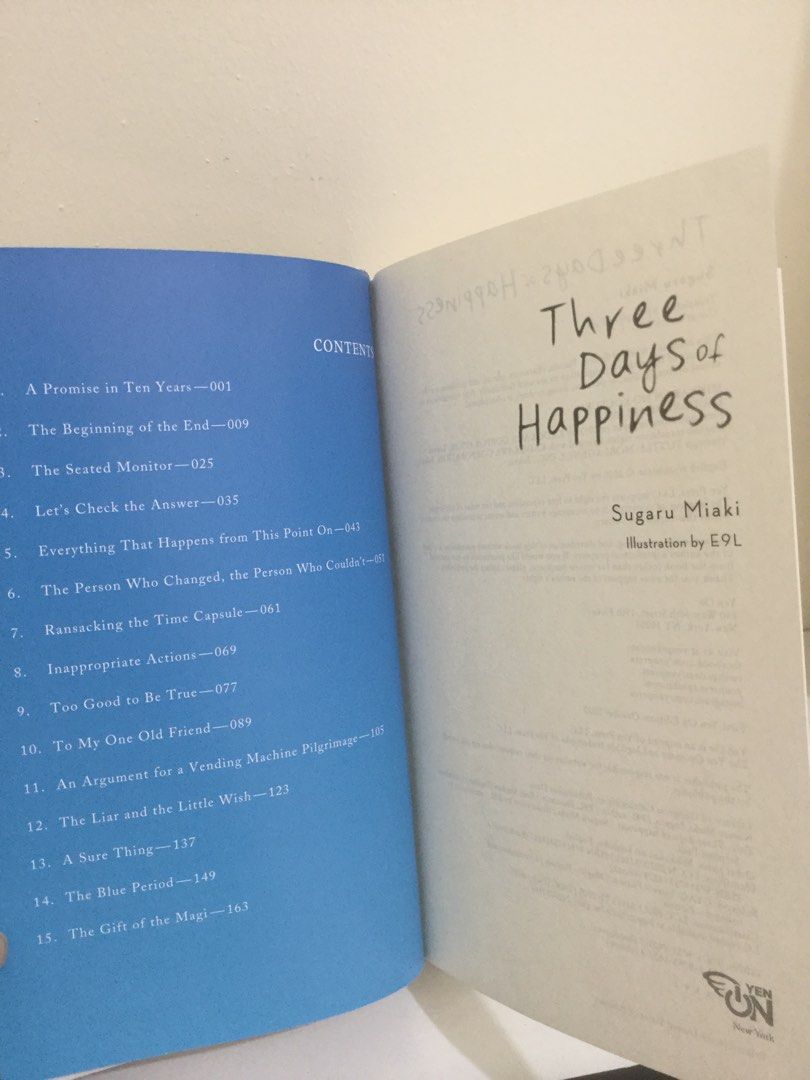 Three Days of Happiness by Sugaru Miaki, Hobbies & Toys, Books