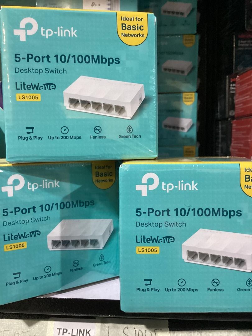 TP-Link LS1005 5-Port 10/100Mbps Desktop Switch, Computers & Tech ...