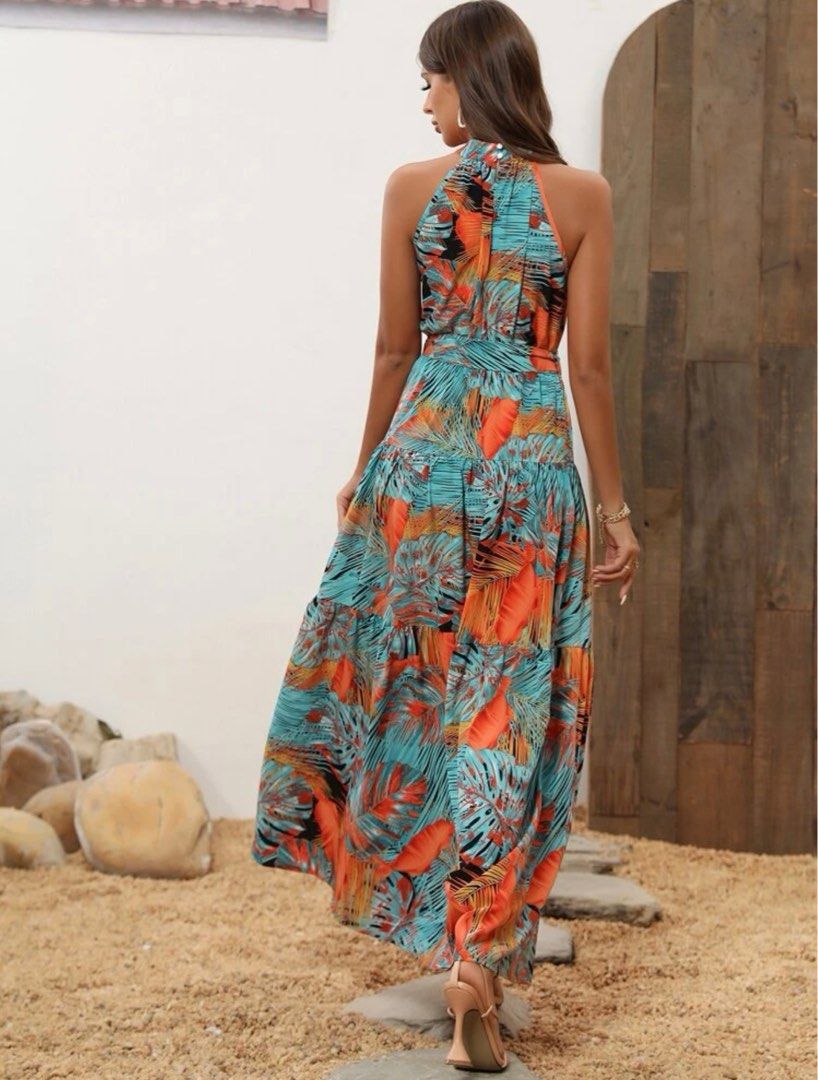 Tropical halter best sale dress