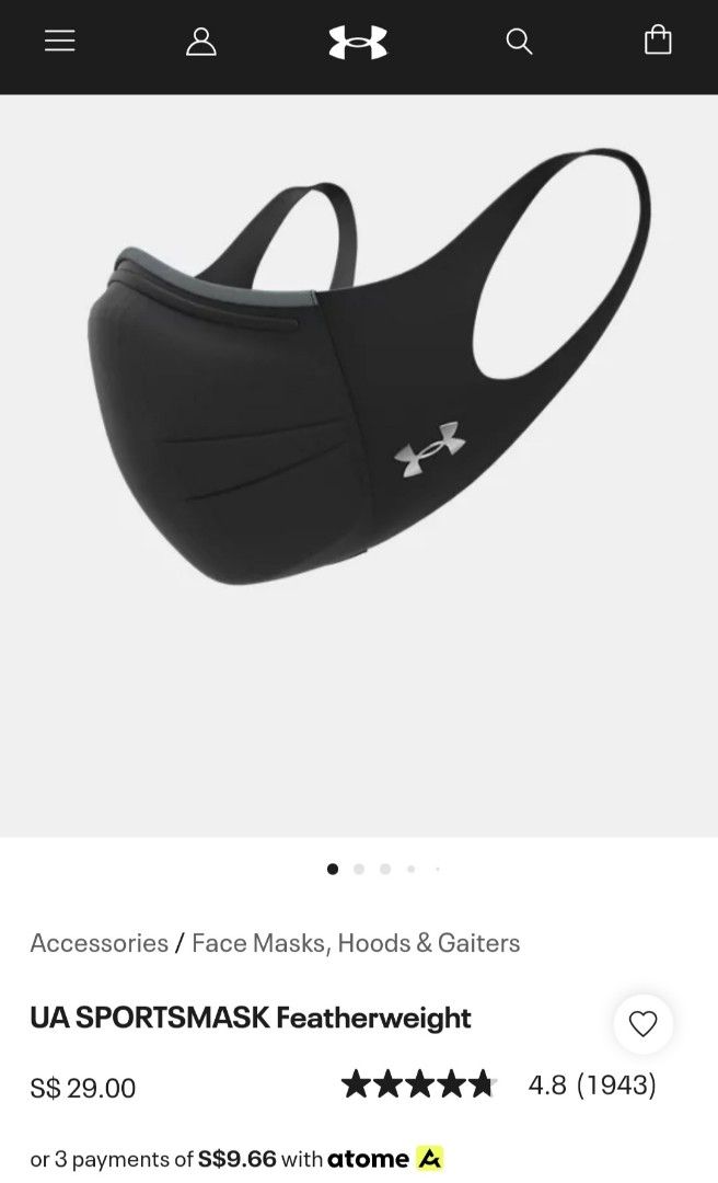 Under Armour Mask, Health & Nutrition, Face Masks & Face Shields on
