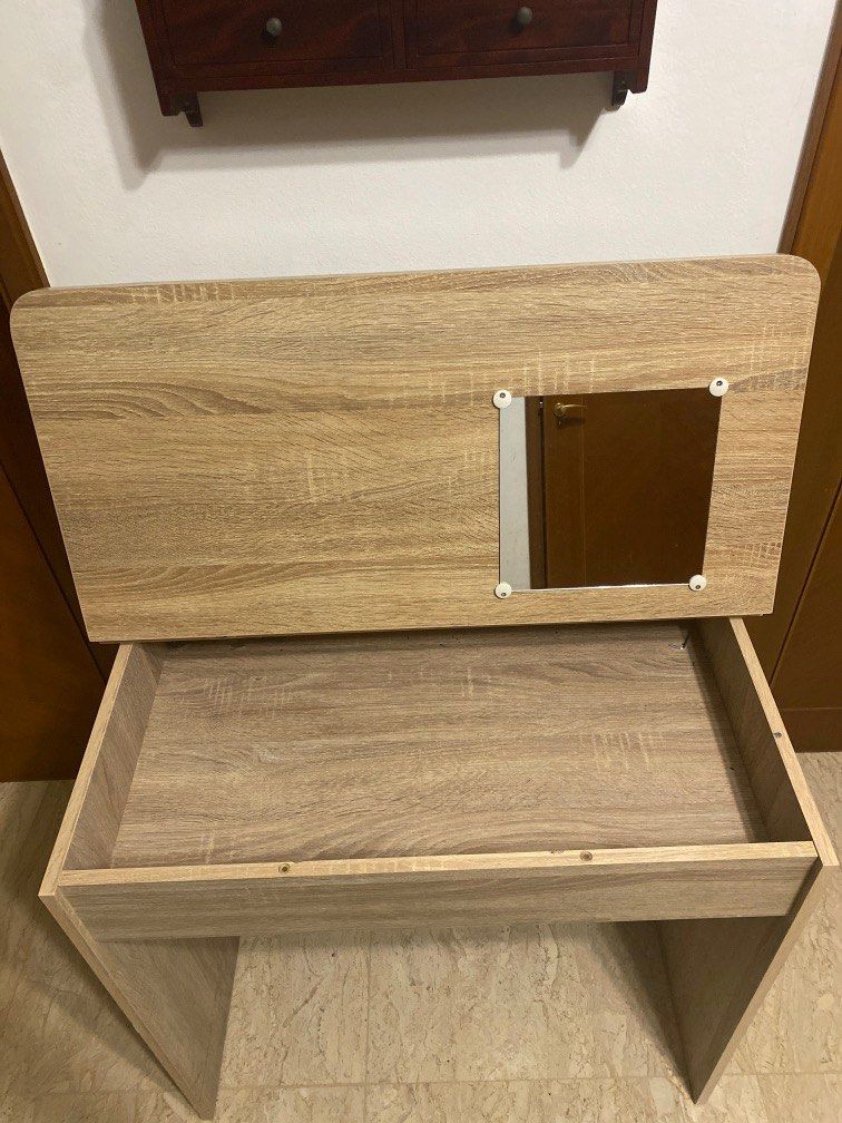 Vanity/ Study Table (Category: Tables & Sets) located in Singapore. Submitted by suhaniw (Listing ID 1210165274, Image 3). Description: Vanity table but can also be used as a study table In good condition Compartment inside the desk for storage which has a mirror too.