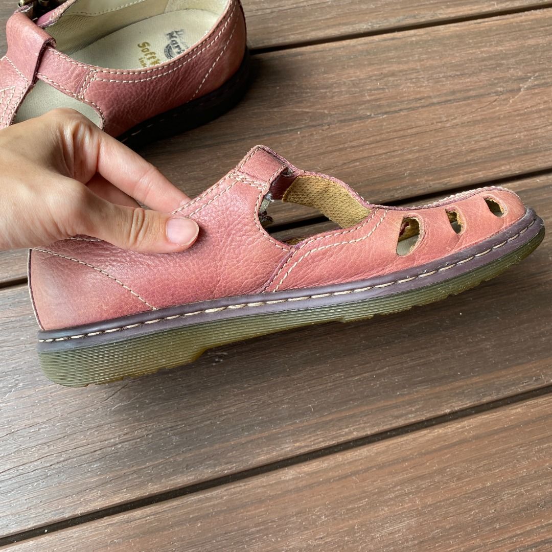 Vintage Dr Martens Pink Mary Janes Leather Sandals, Women's Fashion