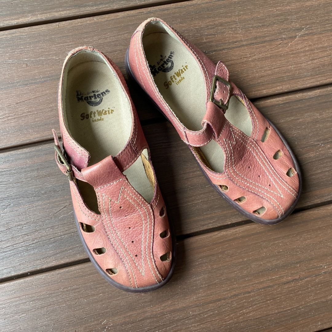 Vintage Dr Martens Pink Mary Janes Leather Sandals, Women's Fashion