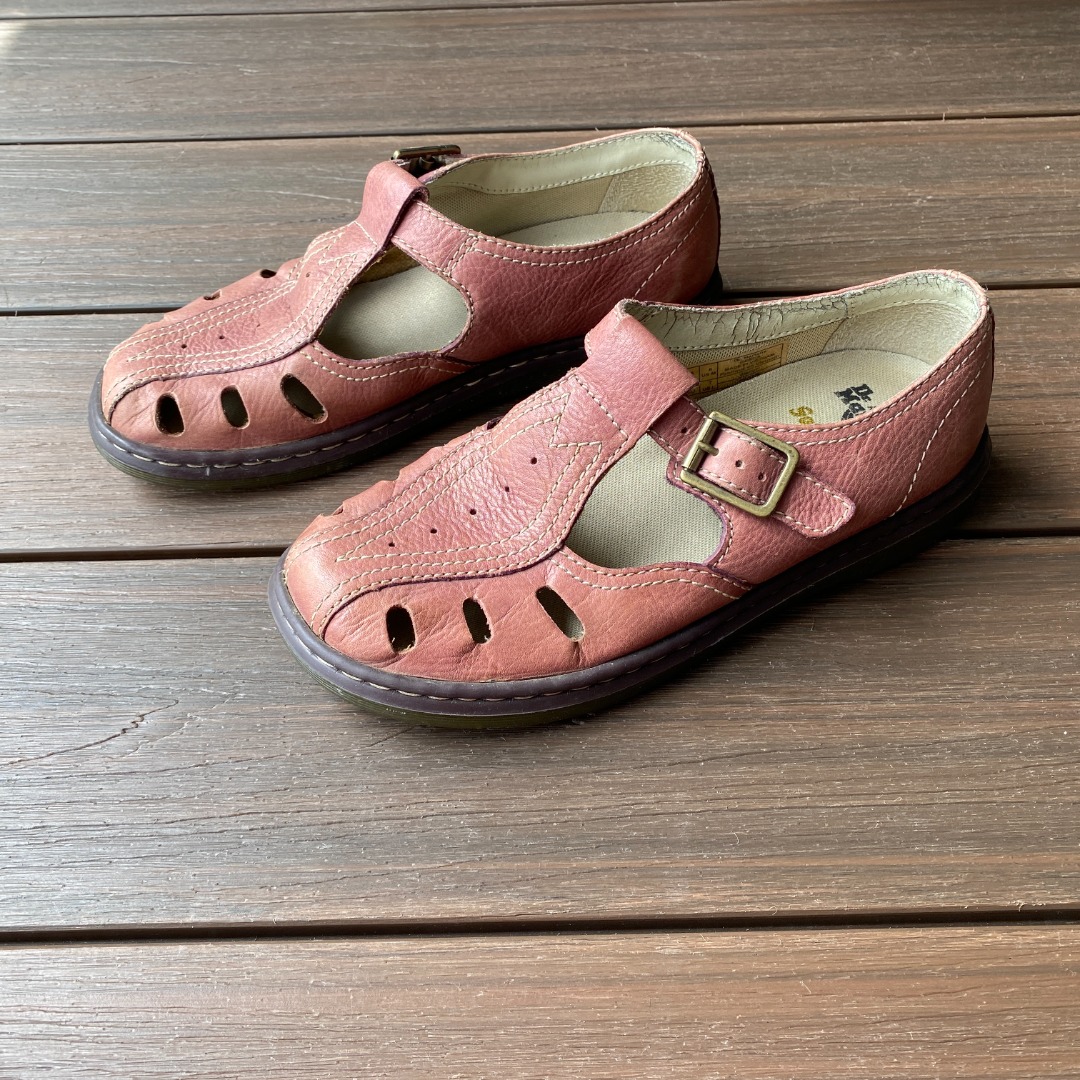 Vintage Dr Martens Pink Mary Janes Leather Sandals, Women's Fashion
