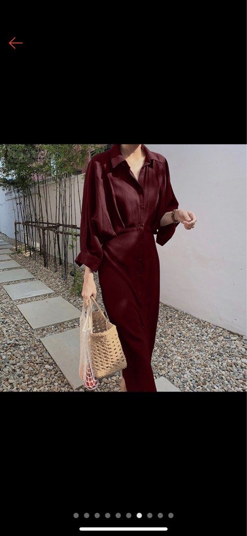 Wine red casual dress on sale