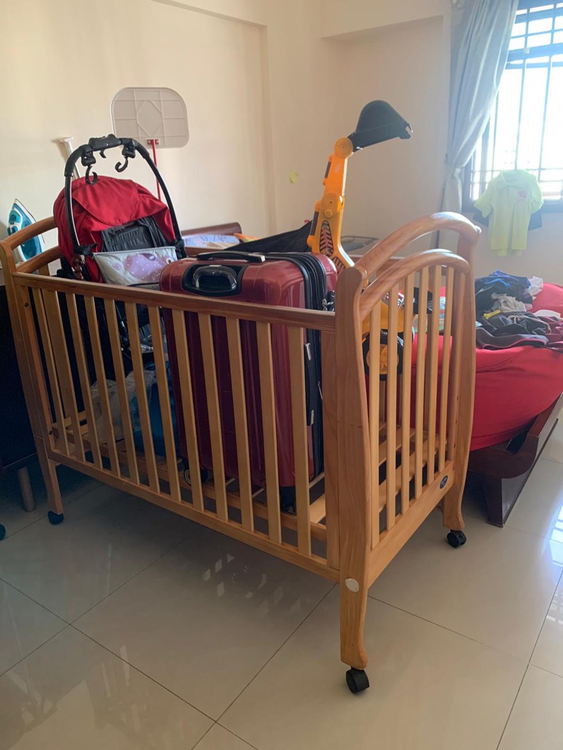 Wooden Baby Cot co sleeper with mattress, Babies & Kids, Baby Nursery