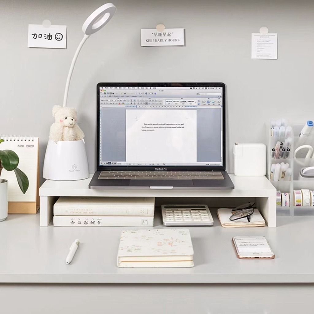 Wooden Monitor Riser Stand Ergonomic Laptop Stand Desktop Storage ...