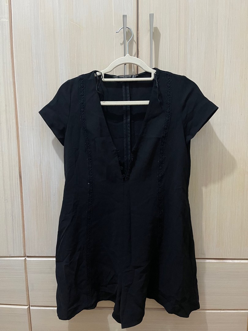 Zara black rompers, Women's Fashion, Dresses & Sets, Rompers on Carousell