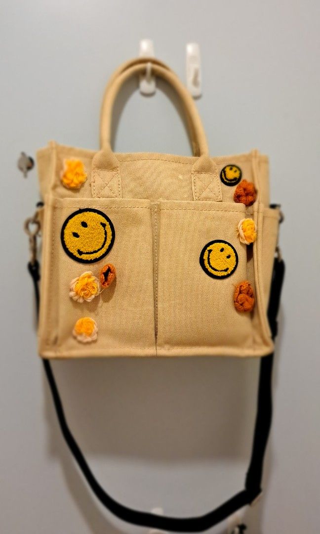 Zara canvas smiley bag, Women's Fashion, Bags u0026 Wallets, Tote Bags on  Carousell