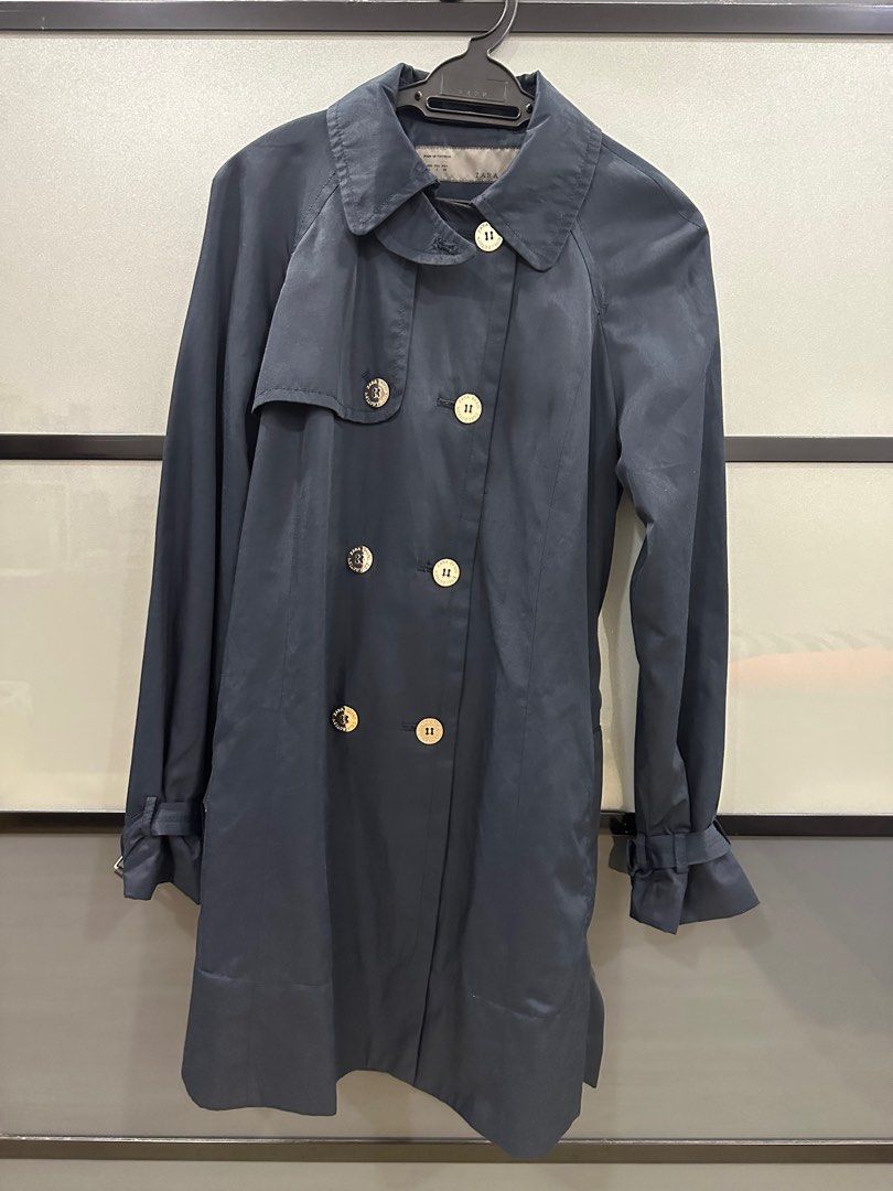 Zara Navy Blue Trench Coat, Women's Fashion, Coats, Jackets and