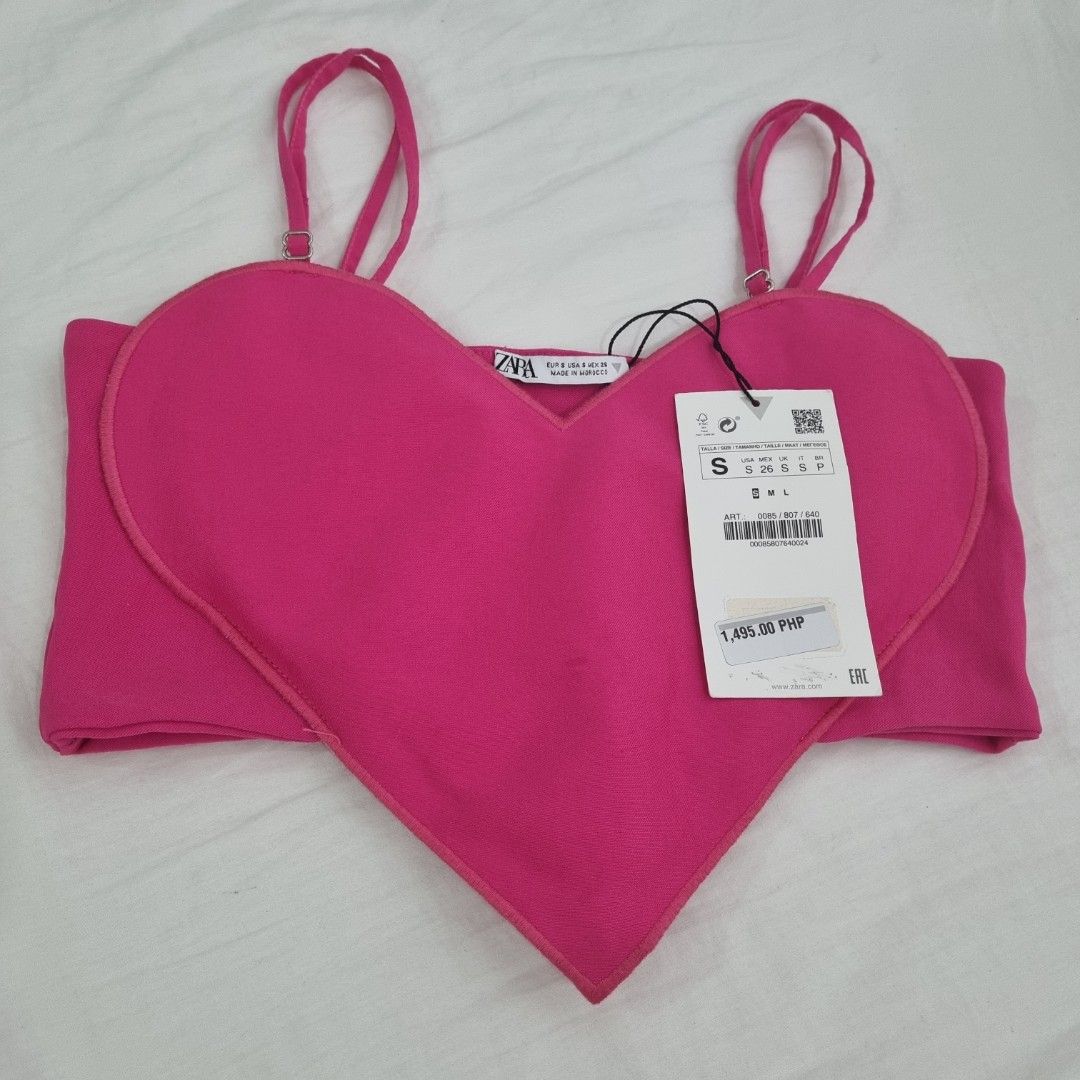 Zara pink heart top, Women's Fashion, Tops, Others Tops on Carousell