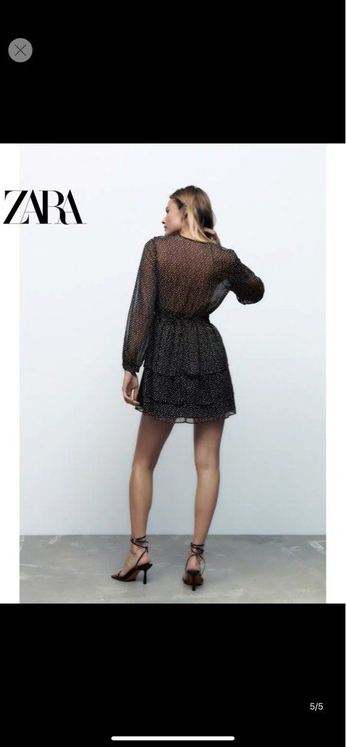 Zara polka dot mesh dress clearance