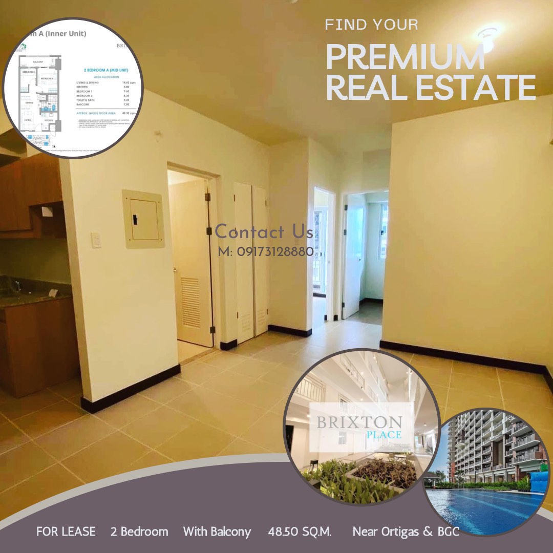 2 Bedroom Condo for Rent in Kapitolyo Pasig Brixton Place near BGC Taguig and Ortigas, Property